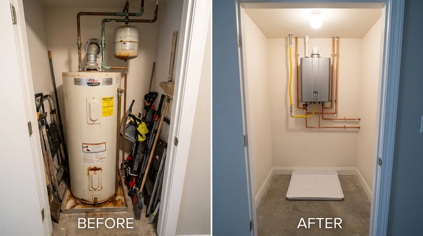 Tank water heater versus wall-mounted tankless unit comparison for Skiatook, OK homeowners